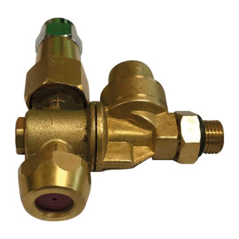 Cuerpo boquilla doble de bronce 2 salidas 40/50 bar rosca 1/4 plato ceramico 0.8/1.2/1.5 mm  1 pzs Parazzini NH-103