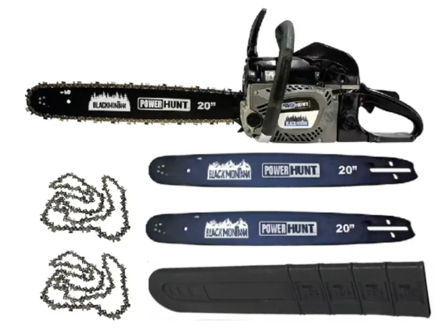 Motosierra 58 cc con 2 barras y cadenas de 20 pulg Power Hunt BLACKMONTANA