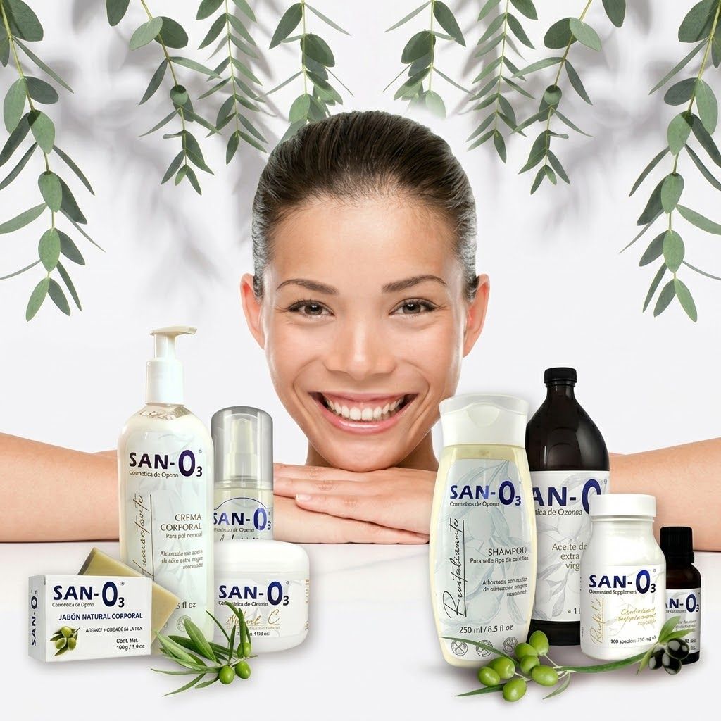 mujer cuida su piel con cosmética de ozono