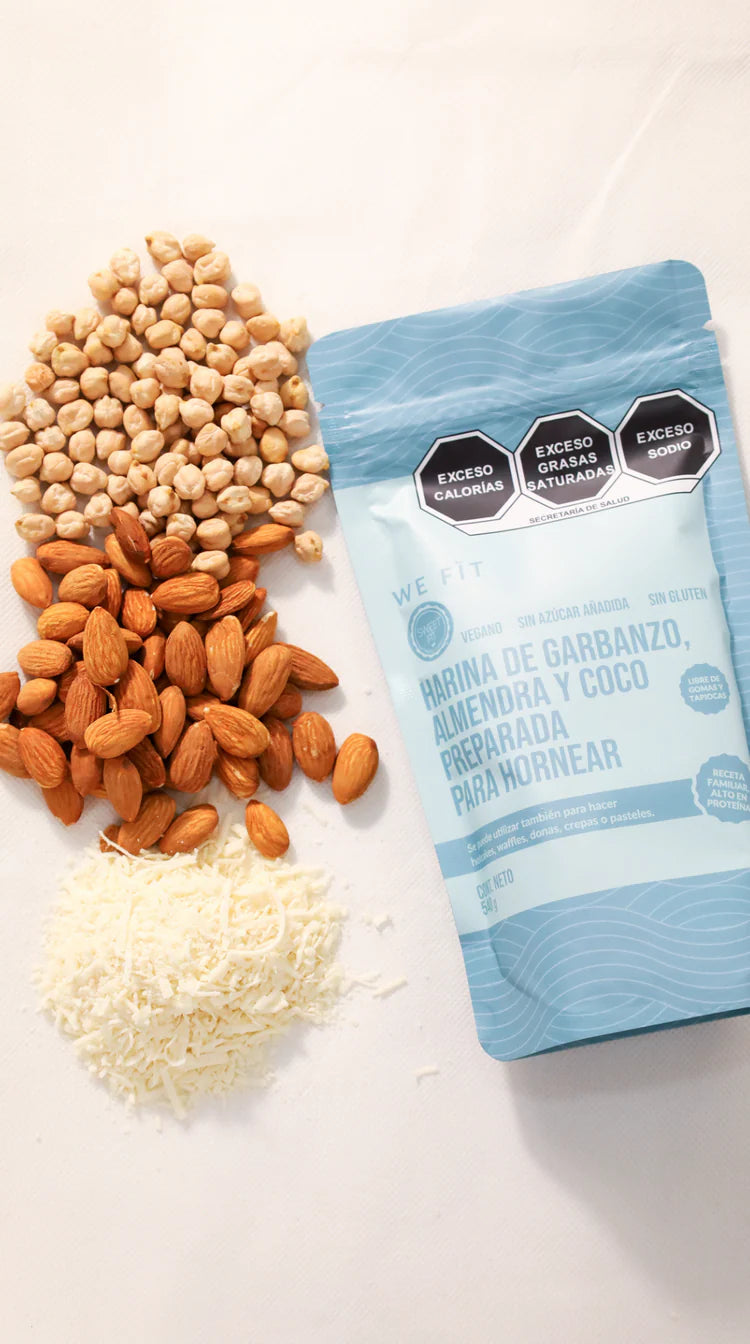 Harina de garbanzo, almendra y coco preparada para hacer hot cakes 210g