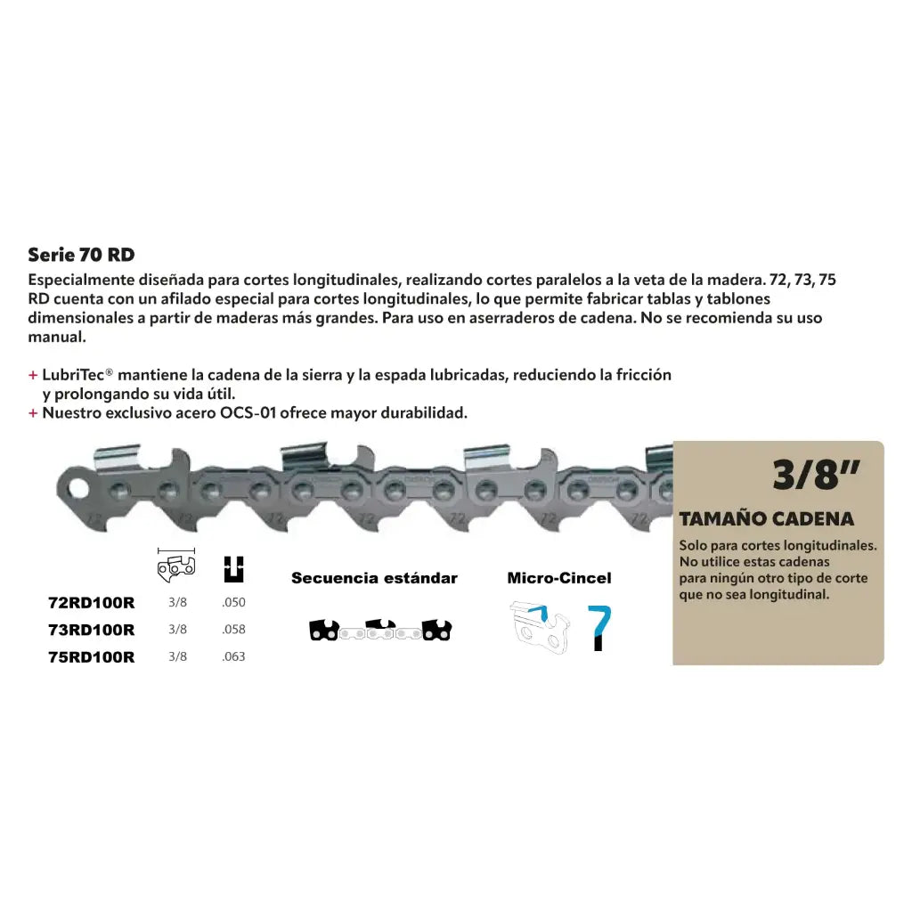 ROLLO DE CADENA OREGON 59L, .404", .063", RAJADORA, COMPATIBLE CON: STH, HQV Y OTRAS MARCAS Oregon 59L100R