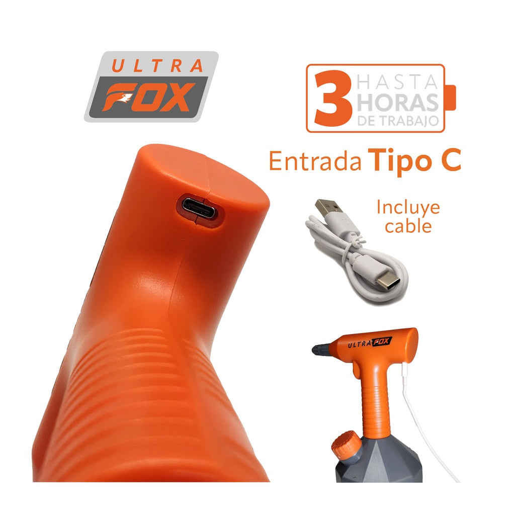 Aspersor electrico con bateria litio 1 litro Ultra Fox ANGUILA1 - Bioaplicaciones