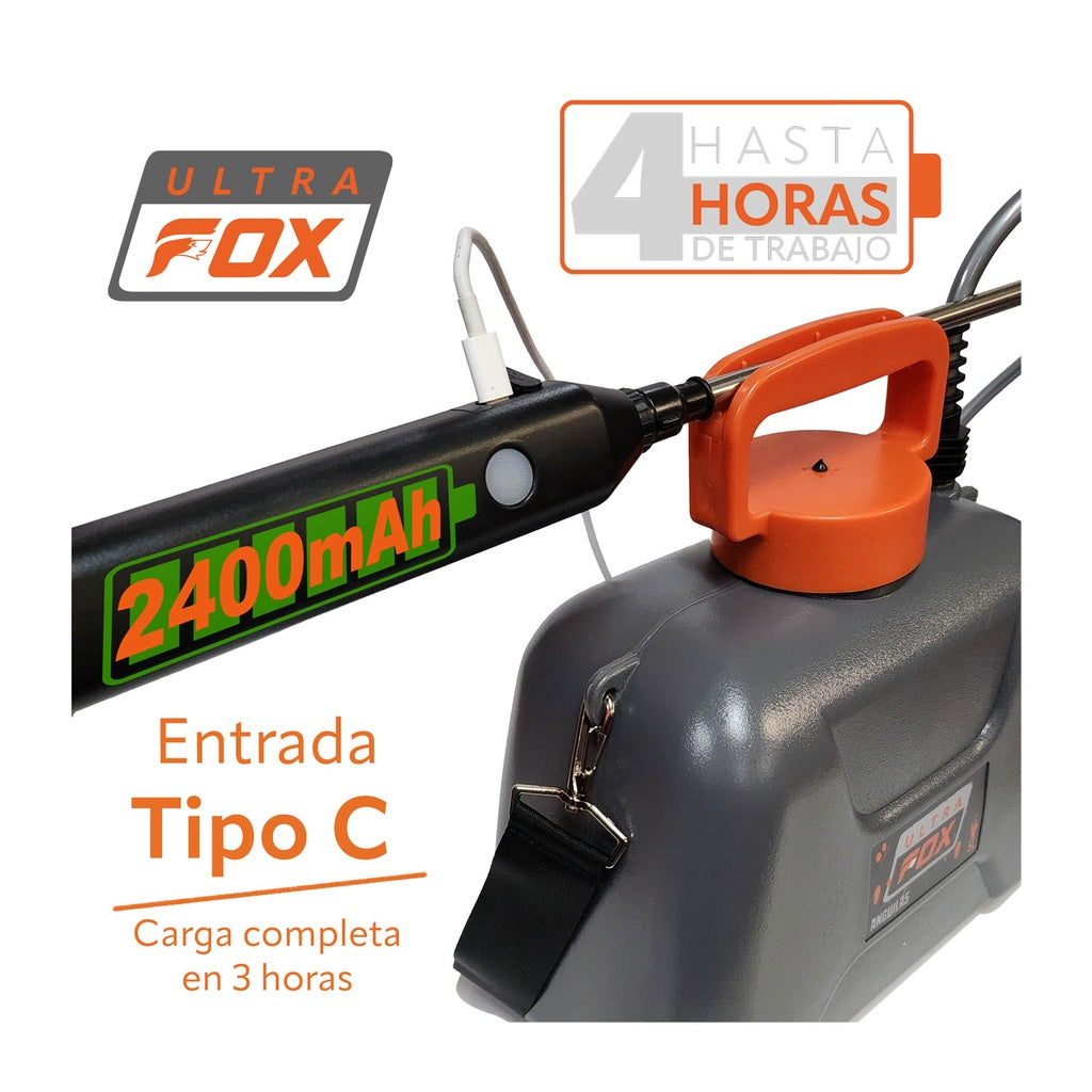 Aspersor electrico con bateria litio 5 litros Ultra Fox ANGUILA5 - Bioaplicaciones