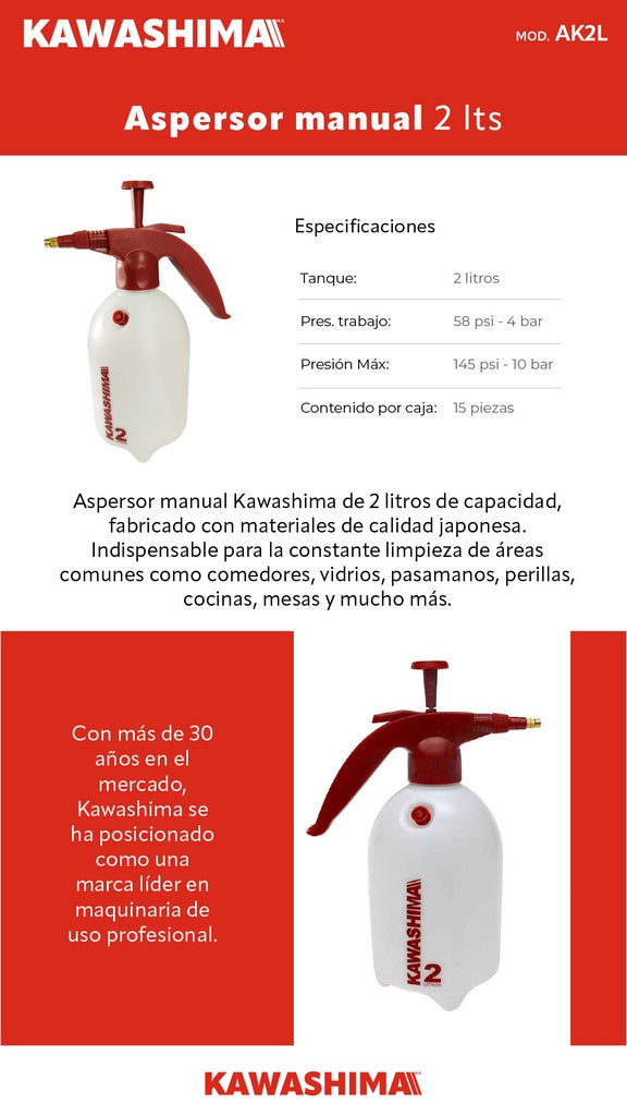 Aspersor manual 2 Cont: 15 piezas Kawashima AK2L - Bioaplicaciones