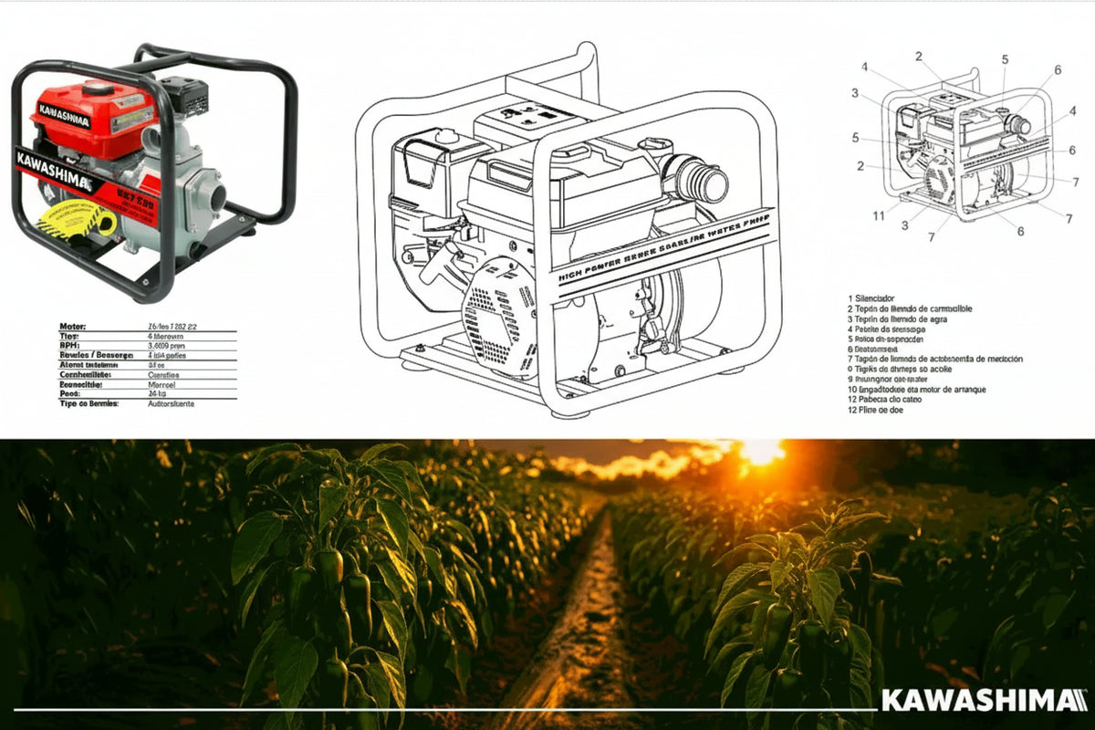 Bomba de alto caudal 2" 7.5 HP aluminio 30 m 32 m³/h Kawashima BK7.520 - Bioaplicaciones