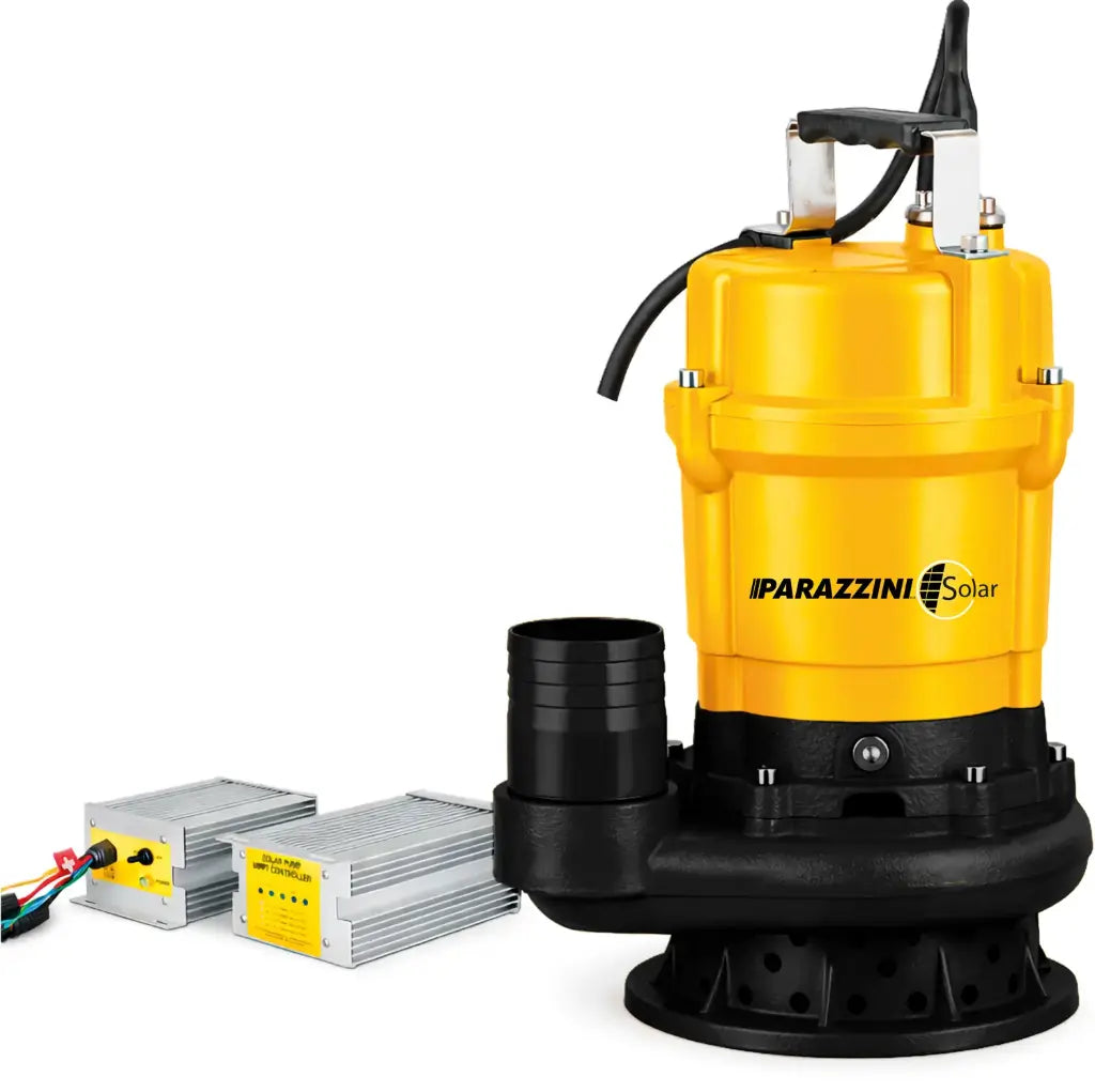 Bomba sumergible solar DC alto caudal 72 V 900 W salida 4" (14 m) - ctrl. externo Parazzini BSPS72V-12-4OUT