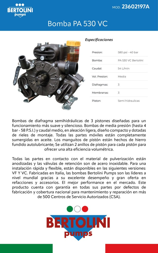Bomba PA 530 VC Bertolini 23602197A - Bioaplicaciones