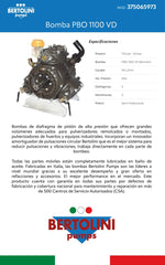 Bomba PBO 1100 VD Bertolini 375065973 - Bioaplicaciones