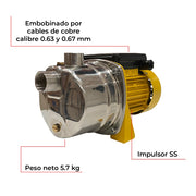 Bomba de agua eléctrica 1/2 hp Parazzini JETS60 - Bioaplicaciones