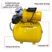 Bomba de agua eléctrica 1 hp Parazzini BHPP5260 - Bioaplicaciones