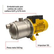 Bomba de agua eléctrica 1 hp Parazzini BPP170 - Bioaplicaciones