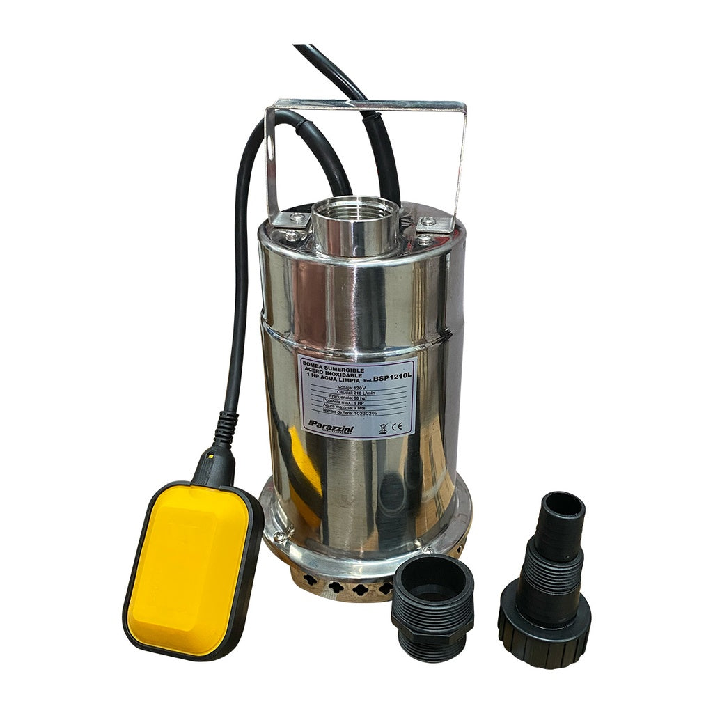Bomba sumergible acero inoxidable 1 HP agua limpia Parazzini BSP1210L