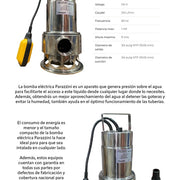 Bomba sumergible acero inoxidable 1 HP agua sucia Parazzini BSP1210S - Bioaplicaciones