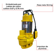 Bomba sumergible agua sucia 1 HP Parazzini BSAP117 - Bioaplicaciones