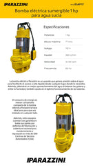 Bomba sumergible achique agua sucia 1 HP - Parazzini BSAP117