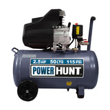 Compresor 2.5 hp 50 lts con doble conexión rapida kit de manguera y pistola de gravedad Power Hunt COMPHKIT50L