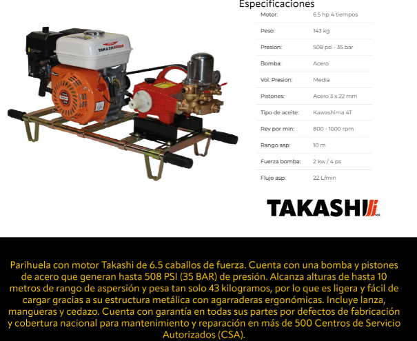 Parihuela 6.5hp Takashi PT6.5A