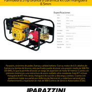 Parihuela 6.5 hp bronce y ceramica kit con manguera 8.5mm Parazzini PP6.5BK - Bioaplicaciones