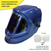 Careta proteccion ultra visibilidad pilas recargables y celda solar Parazzini MOONPRO