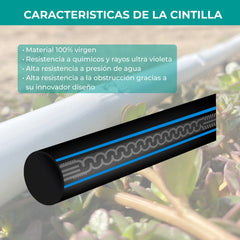 Cintilla Supralain drip tape diametro 5/8 calibre 6 mil espesor .15 mm / esp salidas 20 cm pres de trabajo 0.8 bar / flujo. 0.80 lts/hrs medida de rollo 3050 mts SL015-080-20-3050