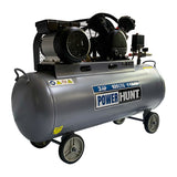 Compresor 3 hp 100 lts con banda y doble conexión rapida Power Hunt COMPH100L