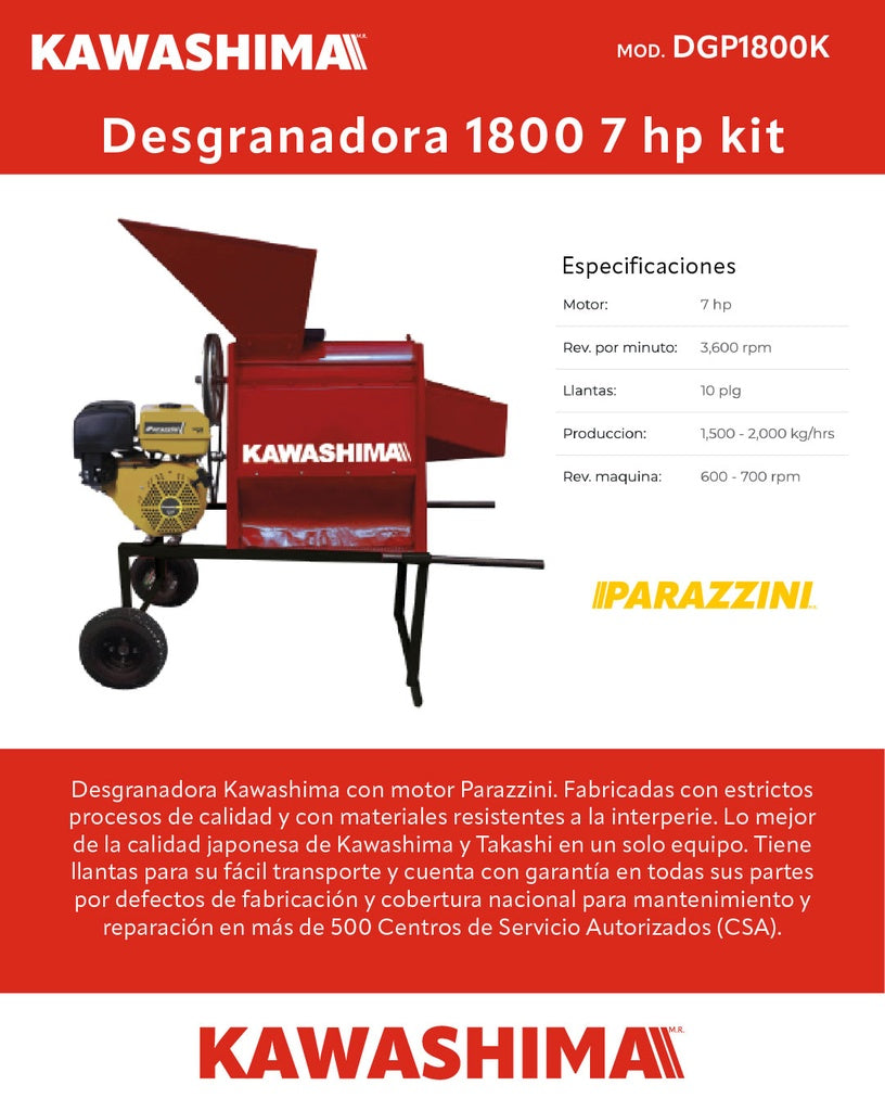 Desgranadora 1800 7 hp kit Kawashima DGP1800K