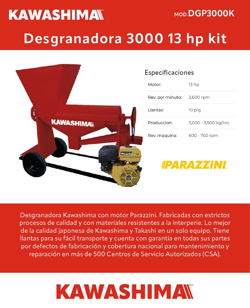 Desgranadora 3000 13 hp kit Kawashima DGP3000K