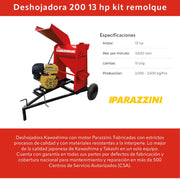 Deshojadora 200 13 hp kit remolque Kawashima DHP200RK