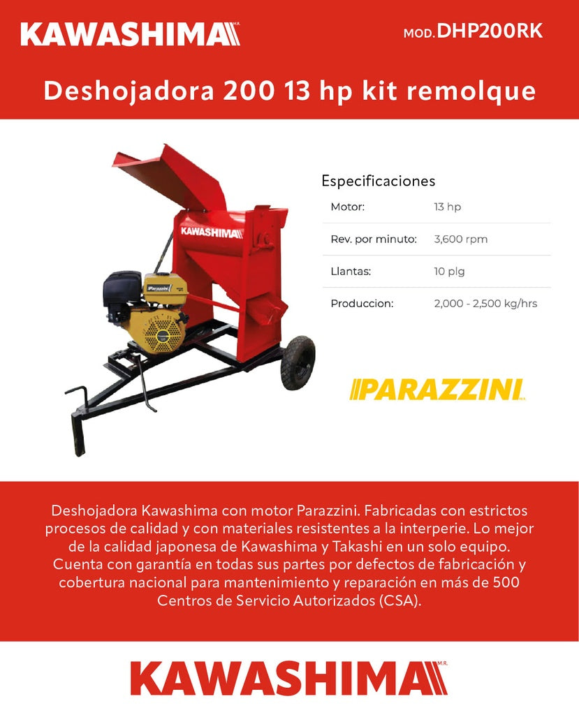 Deshojadora 200 13 hp kit remolque Kawashima DHP200RK