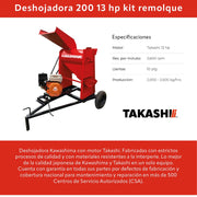 Deshojadora 200 13 hp kit remolque Kawashima DHT200RK