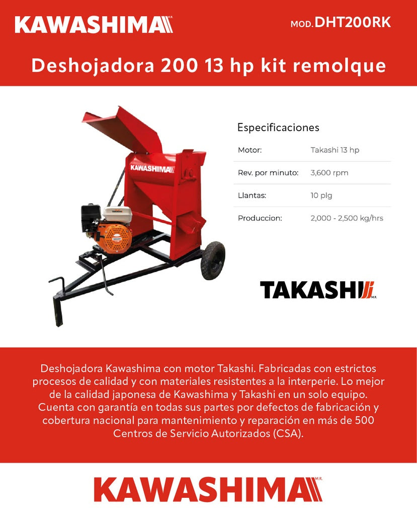 Deshojadora 200 13 hp kit remolque Kawashima DHT200RK