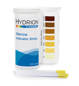 Tirillas para Prueba de Cloro de 0-1000 ppm #CH-1000 - 6 Tubos de 100 Tiras Cloro