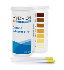 Tirillas para Prueba de Cloro de 0-1000 ppm #CH-1000 - 6 Tubos de 100 Tiras Cloro
