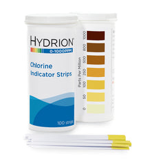 Tirillas para Prueba de Cloro de 0-1000 ppm #CH-1000 - 6 Tubos de 100 Tiras Cloro