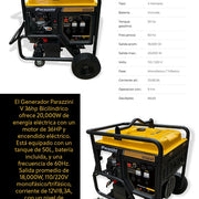 Generador 36 HP V- Bicilindrico encendido electrico 20,000 W Parazzini GP20KWT - Bioaplicaciones
