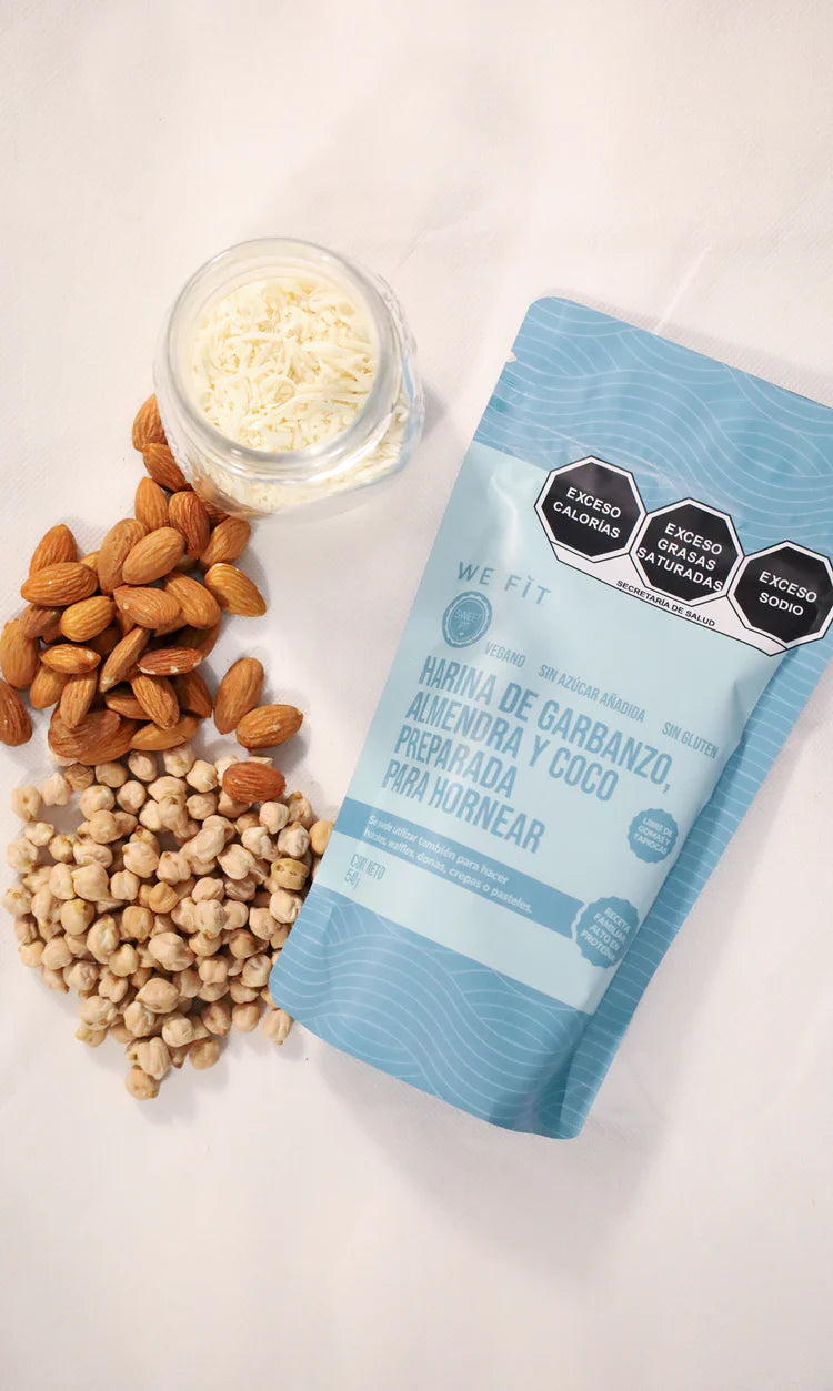Harina de garbanzo, almendra y coco preparada para hacer hot cakes 210g