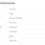 Hidrolavadora a gasolina  7hp Parazzini HP7N - Bioaplicaciones