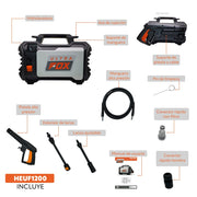 Hidrolavadora eléctrica 1200W Ultra Fox HEUF1200 - Bioaplicaciones