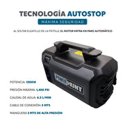 Hidrolavadora eléctrica 1200W Power Hunt HEPH1200 - Bioaplicaciones