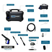 Hidrolavadora eléctrica 1200W Power Hunt HEPH1200 - Bioaplicaciones