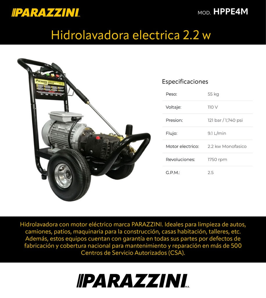 Hidrolavadora electrica 2.2 w Parazzini Pro HPPE4M