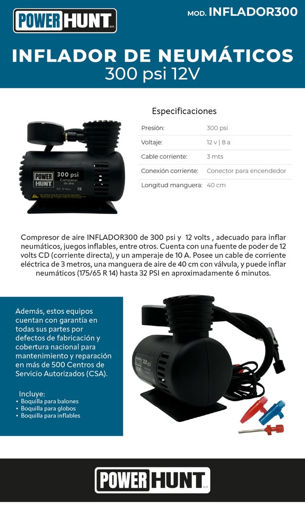 Kit compresor 25L doble conexión rapida manguera 3mts y pistola de gravedad Power Hunt COMPHKIT25L