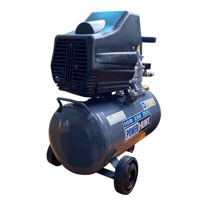 Kit compresor 25L doble conexión manguera 3 mts y pistola de gravedad Power Hunt COMPHKIT25L