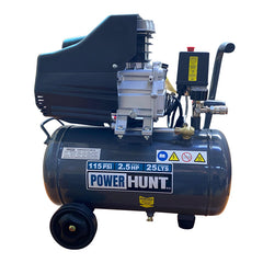 Kit compresor 25L doble conexión manguera 3 mts y pistola de gravedad Power Hunt COMPHKIT25L