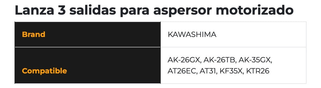 Lanza 3 salidas para aspersor motorizado Kawashima SG-503