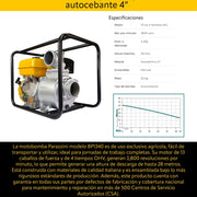 Motobomba 13 hp 4 tiempos ohv autocebante 4 pulg Parazzini BP1340 - Bioaplicaciones