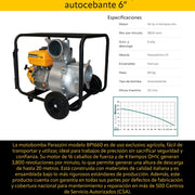 Motobomba 16 hp 4 tiempos ohv autocebante 6 pulg Parazzini BP1660 - Bioaplicaciones