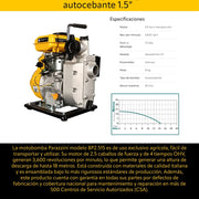 Motobomba 2.5 hp 4 tiempos ohv autocebante 1.5 pulg Parazzini BP2.515 - Bioaplicaciones