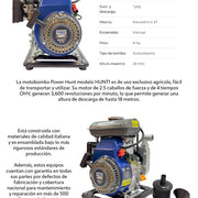 Motobomba 2.5 hp 4 tiempos ohv autocebante 1 pulg Power Hunt HUNT1 - Bioaplicaciones