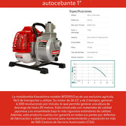 Motobomba 26 cc 2 tiempos autocebante 1 pulg Kawashima BP2510V2 - Bioaplicaciones